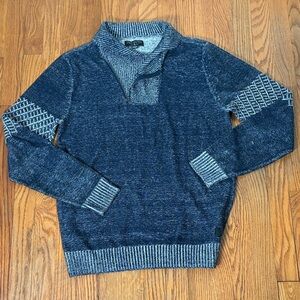 Trash Nouveau Knit Shawl Sweater‎ 1/4 Zip Blue Cotton Grunge Men’s M